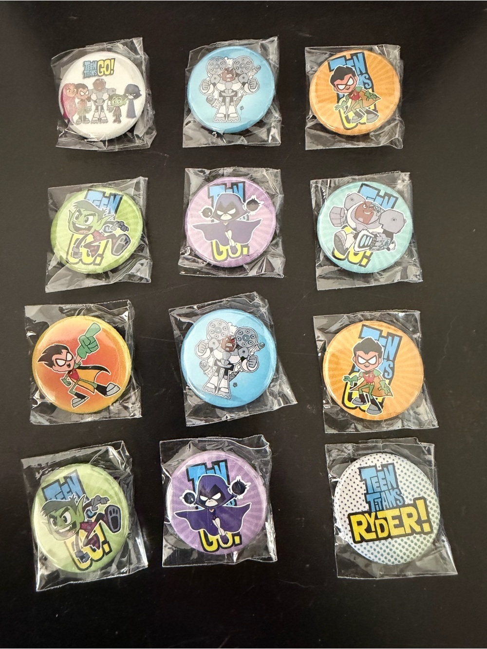Teen Titans Character Button Pins Set of 12